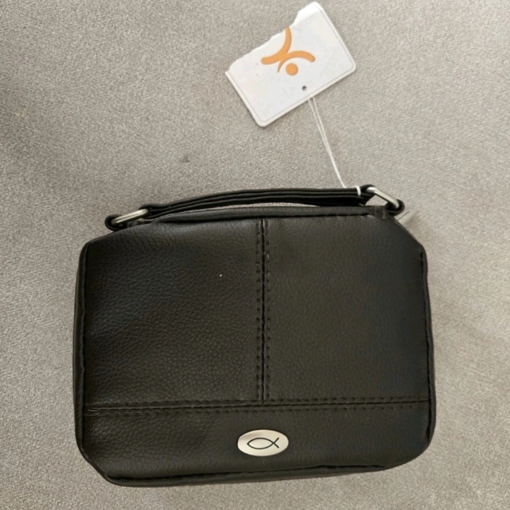 Faux Leather Bible Cover for Men and Women | Jesus Fish Emblem  - XSmall size
